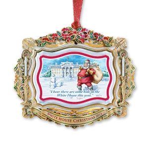 2011 White House Christmas Ornament, Santa Visits the White House