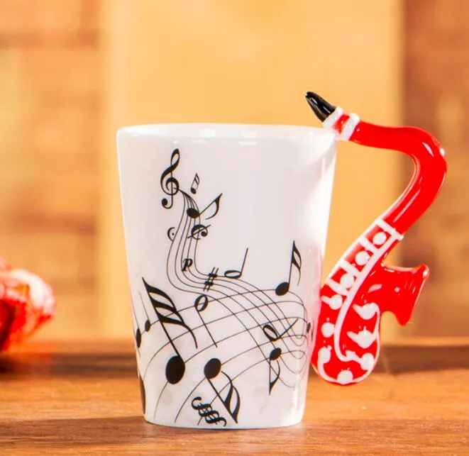 240ml Creative Music Ceramic Mug Guitar Violin Style Cute Coffee Tea Milk Stave Mugs And Cups with Handle Novelty Gifts