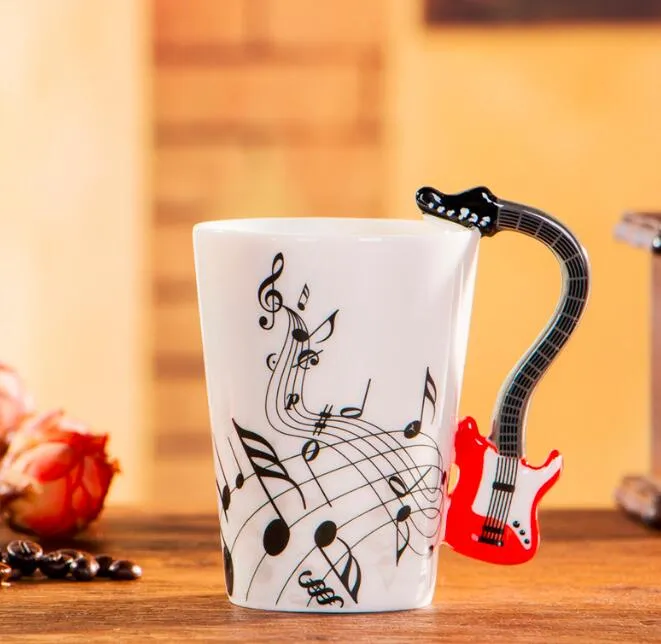 240ml Creative Music Ceramic Mug Guitar Violin Style Cute Coffee Tea Milk Stave Mugs And Cups with Handle Novelty Gifts