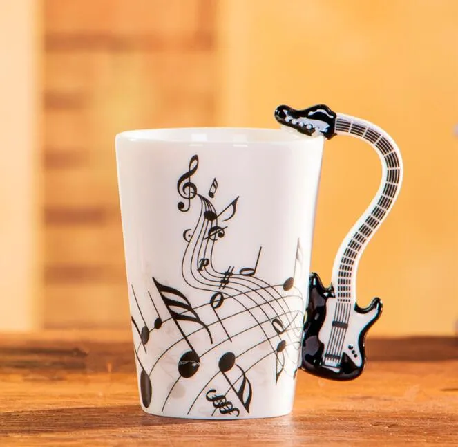 240ml Creative Music Ceramic Mug Guitar Violin Style Cute Coffee Tea Milk Stave Mugs And Cups with Handle Novelty Gifts