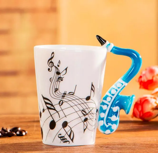 240ml Creative Music Ceramic Mug Guitar Violin Style Cute Coffee Tea Milk Stave Mugs And Cups with Handle Novelty Gifts