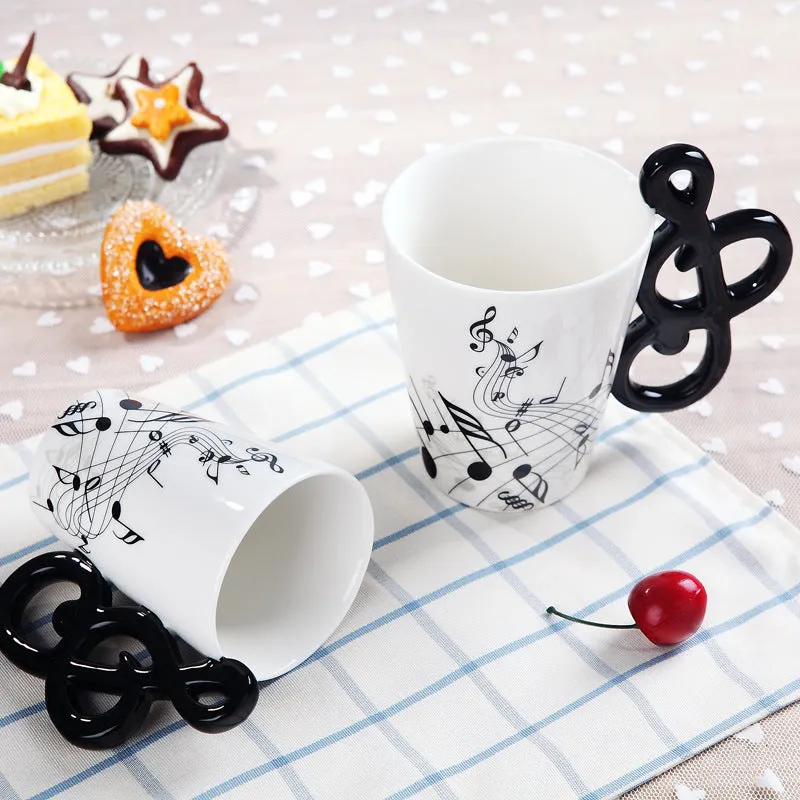 240ml Creative Music Ceramic Mug Guitar Violin Style Cute Coffee Tea Milk Stave Mugs And Cups with Handle Novelty Gifts