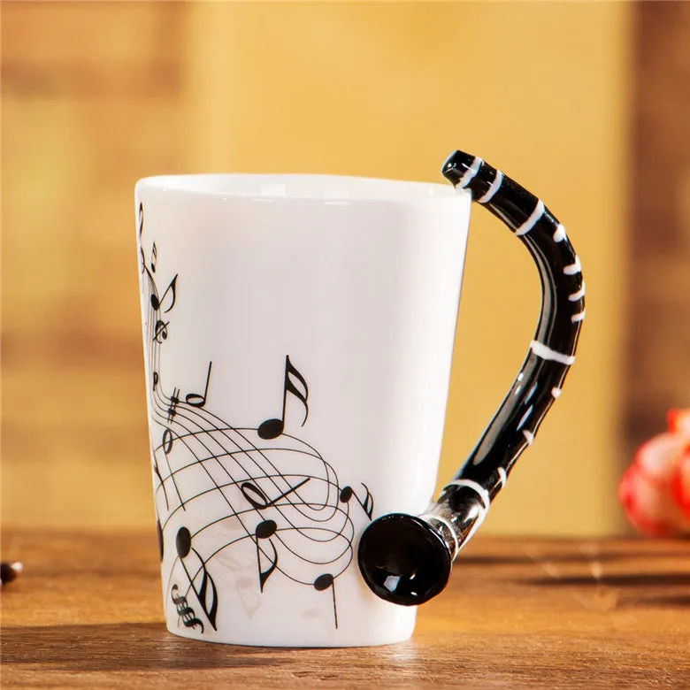 240ml Creative Music Ceramic Mug Guitar Violin Style Cute Coffee Tea Milk Stave Mugs And Cups with Handle Novelty Gifts