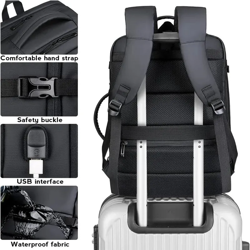 40L Expandable USB Charging Travel Backpack Men Large Capacity Business Water Resistant Durable 17-inch Computer Backpack New