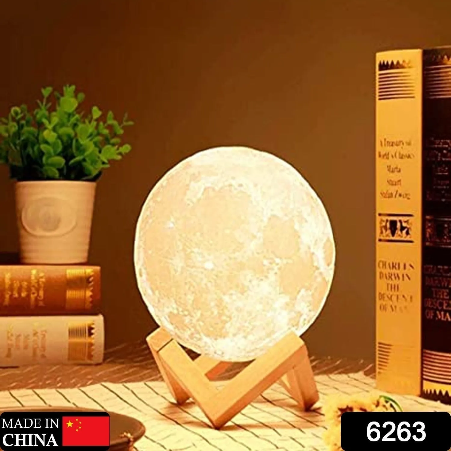 6263 Moon Night Lamp with Stand Night lamp for Bedroom Lights for Adults and Kids Home Room Beautiful Indoor Lighting ( Brown Box )