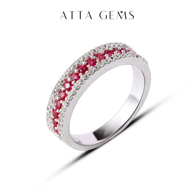 ARWEN & AJH GROUP   Ruby Sterling Silver Rings for Women Small Round Created Ruby Women Fine Jewelry Exquisite Style Birthday Gift for Fashion Girl