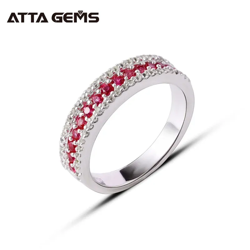 ARWEN & AJH GROUP   Ruby Sterling Silver Rings for Women Small Round Created Ruby Women Fine Jewelry Exquisite Style Birthday Gift for Fashion Girl