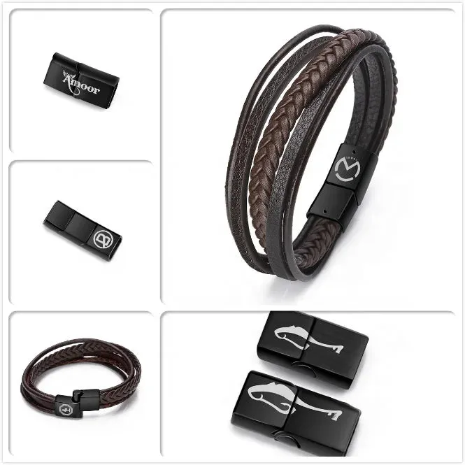 ARWEN&AJH GROUP مجموعة أروين التجارية 2024 2024 Accessories for Men Braided Rope Simple Personality Wholesale Luxury  Magnetic Clasp Men Jewelry Leather Bracelet