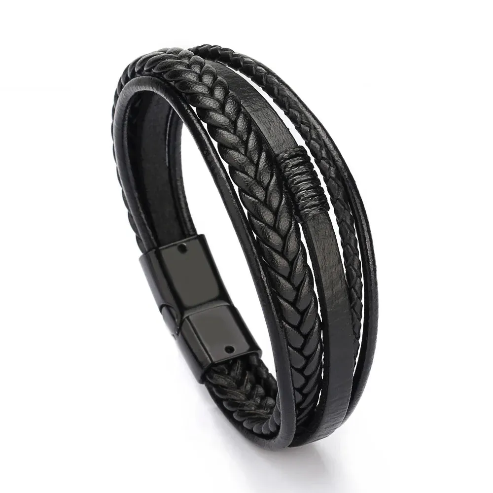 ARWEN&AJH GROUP مجموعة أروين التجارية 2024 2024 Accessories for Men Braided Rope Simple Personality Wholesale Luxury  Magnetic Clasp Men Jewelry Leather Bracelet