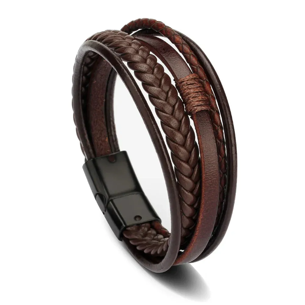 ARWEN&AJH GROUP مجموعة أروين التجارية 2024 2024 Accessories for Men Braided Rope Simple Personality Wholesale Luxury  Magnetic Clasp Men Jewelry Leather Bracelet