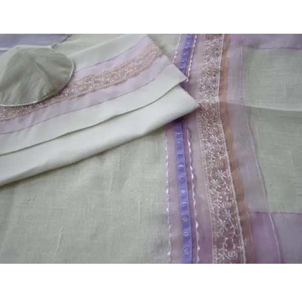 Beautiful Lavender Silk Tallit for Women, Tallit for Girl, Bat Mitzvah Tallit Set, Girls Tallit