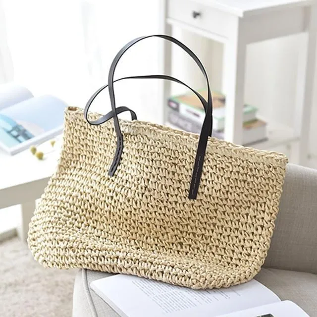 Beige Handmade Summer Beach Bag