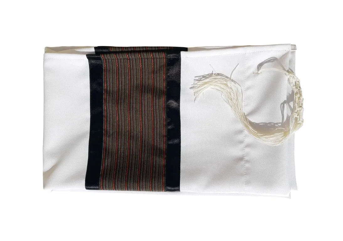 Black, Brown and Red Stripes Tallit for Sale, Bar Mitzvah Talllit, Hebrew Prayer Shawl from Israel, Tallit Prayer Shawl