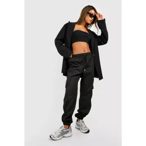 Black High Waisted Cargo Joggers