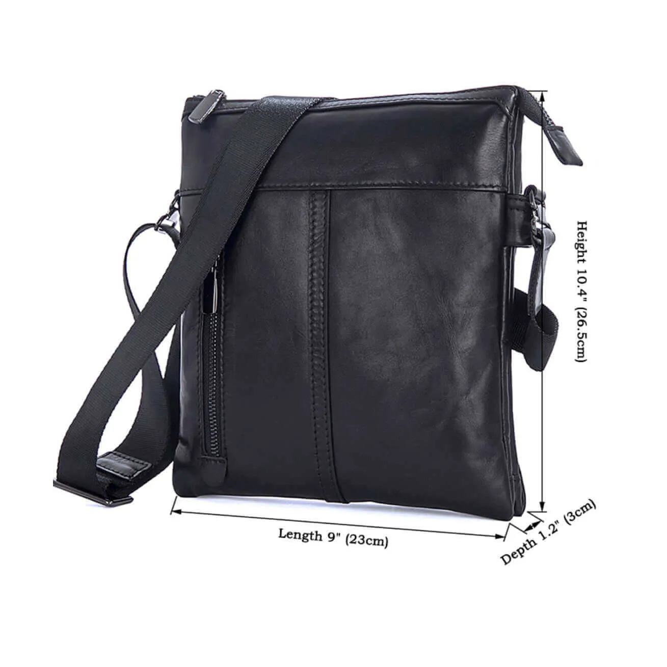 Black Leather Slim Crossbody Bag NZ