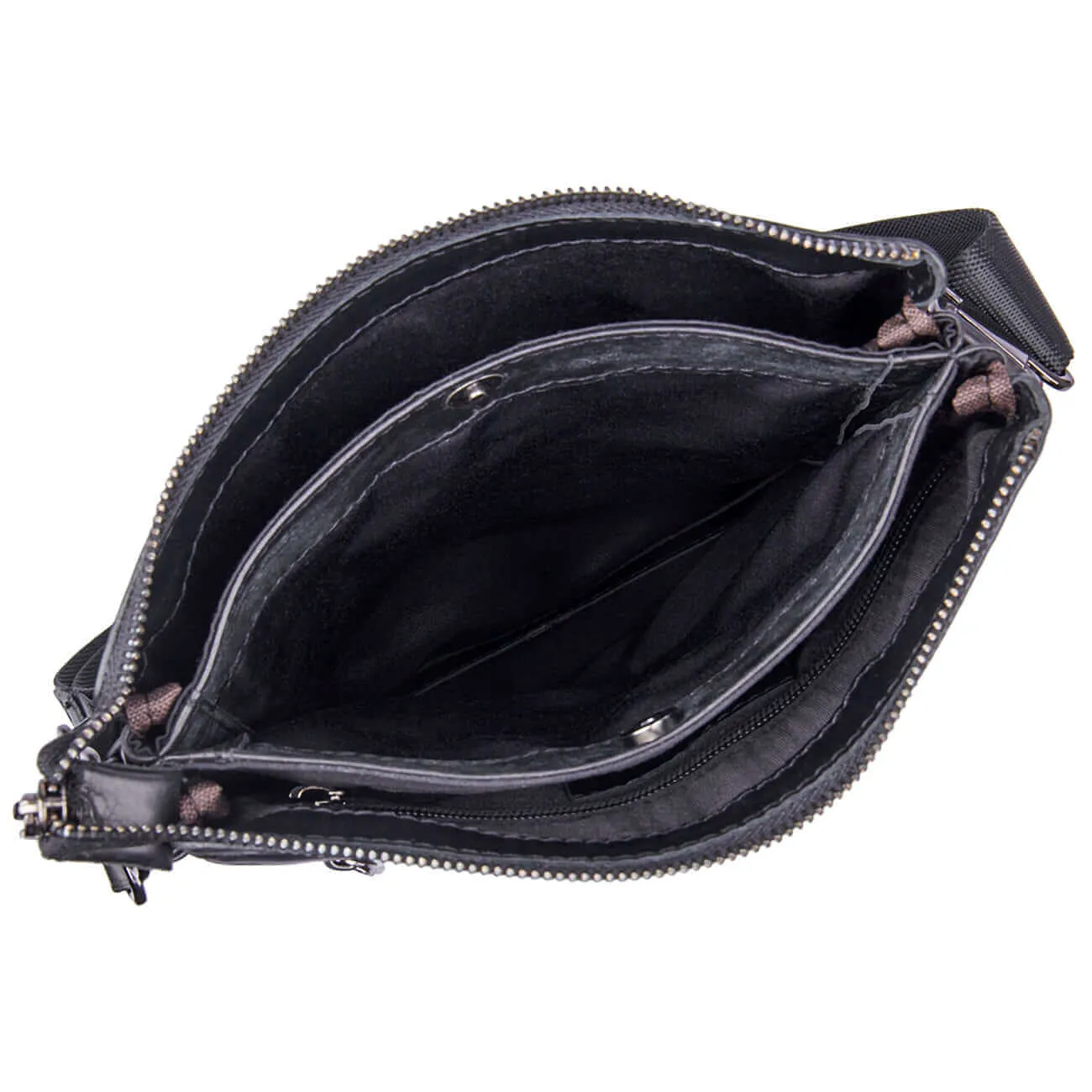 Black Leather Slim Crossbody Bag NZ