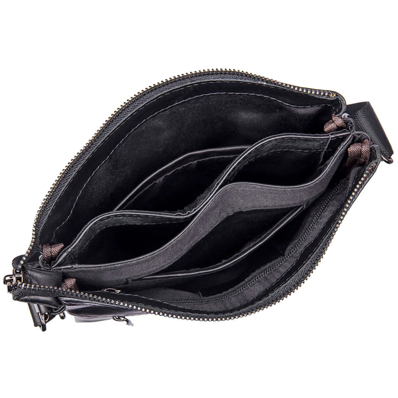 Black Leather Slim Crossbody Bag NZ