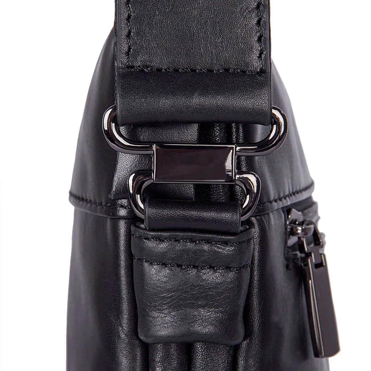 Black Leather Slim Crossbody Bag NZ