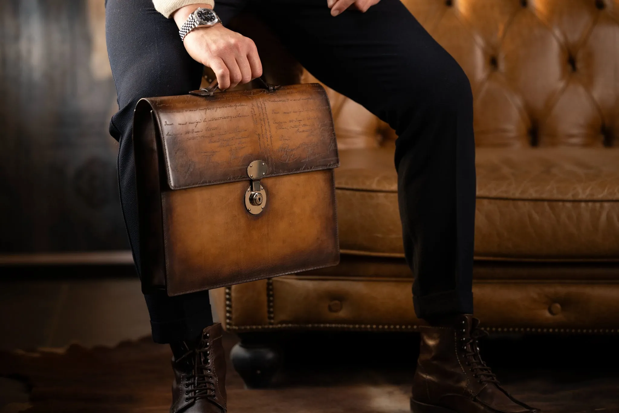 Briefcase - Parchment Patina Brown