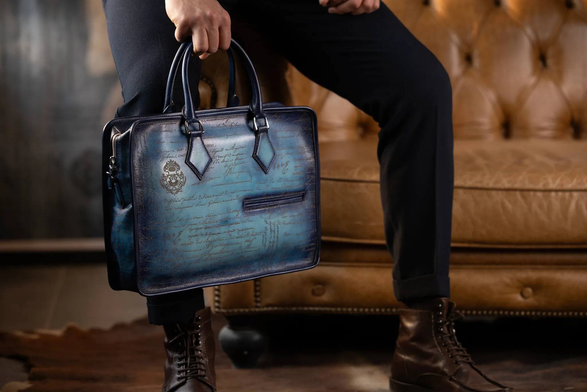 Briefcase - Parchment Patina Sky Blue