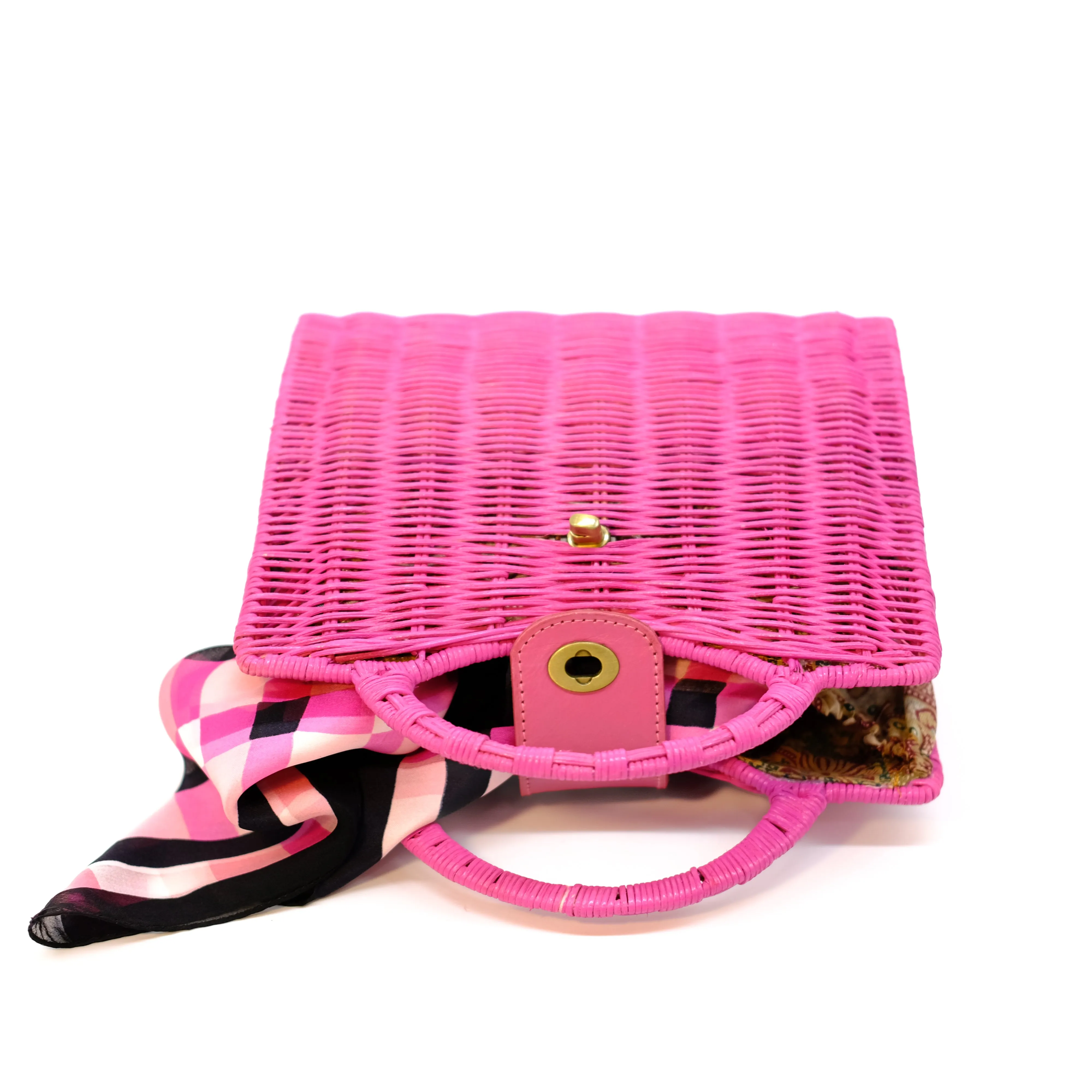 Bright Pink Rattan Bag