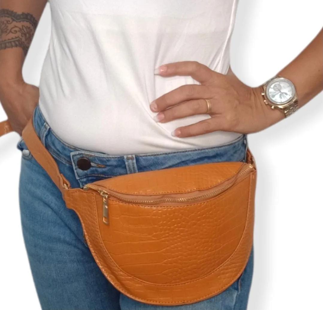 Brown leather waist bag