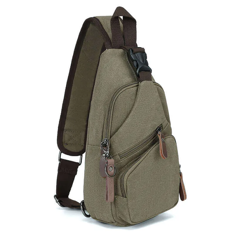 Canvas Crossbody Sling Bag | USB Charging Chest Bag