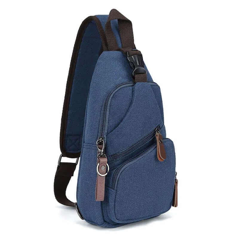 Canvas Crossbody Sling Bag | USB Charging Chest Bag