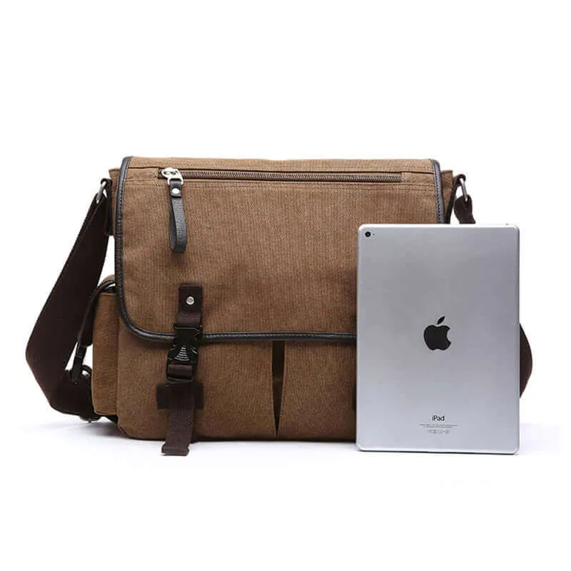 Canvas Messenger Bag | Fits 14 Inch Laptop Satchel