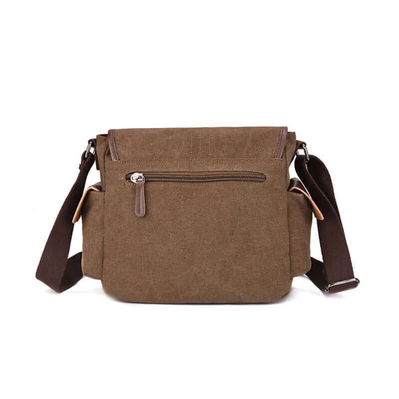 Canvas Shoulder Crossbody Bag with Belt Buckle Decoration