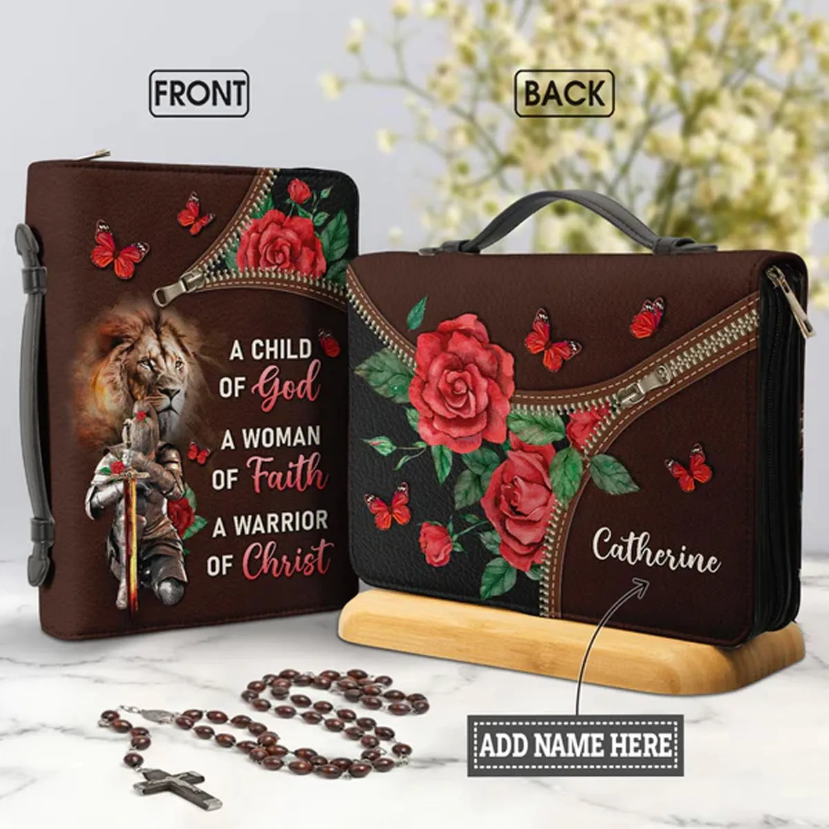 Christianart Bible Cover - A Child Of God A Woman Of Faith A Warrior Of Christ - Personalized Bible Cover - Warrior Bible Cover - CABBBCV08080324.