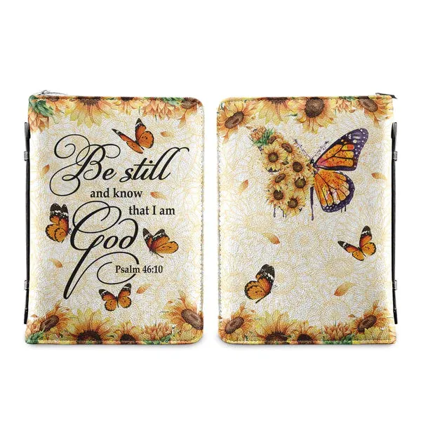 Christianart Bible Cover - Be Still And Know That I Am God Butterfly Yellow Tie Dye Psalm 46:10 - Personalized Bible Cover - Butterfly Bible Cover - cABBBCV02080324.