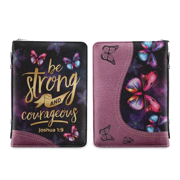 Christianart Bible Cover - Be Strong And Courageous Joshua 1 9 Butterfly Galaxy - Personalized Bible Cover - CABBBCV06060324.