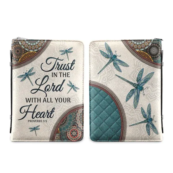 Christianart Bible Cover - Elegant Dragonfly Bible Cover with Inspirational Verse - CABBBCV24060324.