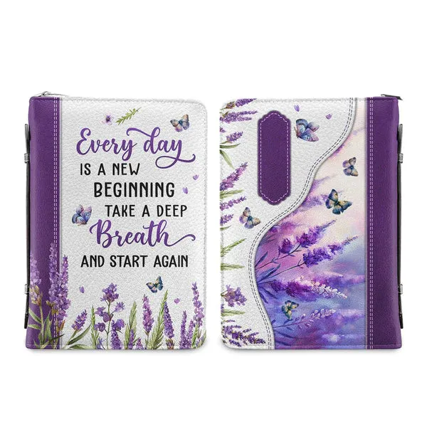 Christianart Bible Cover - Every Day Is A New Beginning Take A Deep Breath And Start Again - Personalized Bible Cover - Flower Bible Cover - CABBBCV05290723