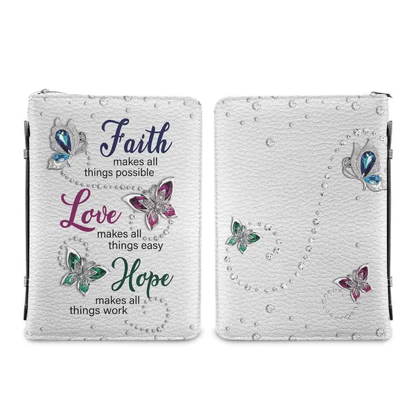 Christianart Bible Cover - Faith Butterfly Faith Love Hope - Personalized Bible Cover - Bible Cover for Women - CABBBCV04070324.