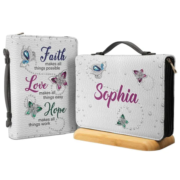 Christianart Bible Cover - Faith Butterfly Faith Love Hope - Personalized Bible Cover - Bible Cover for Women - CABBBCV04070324.