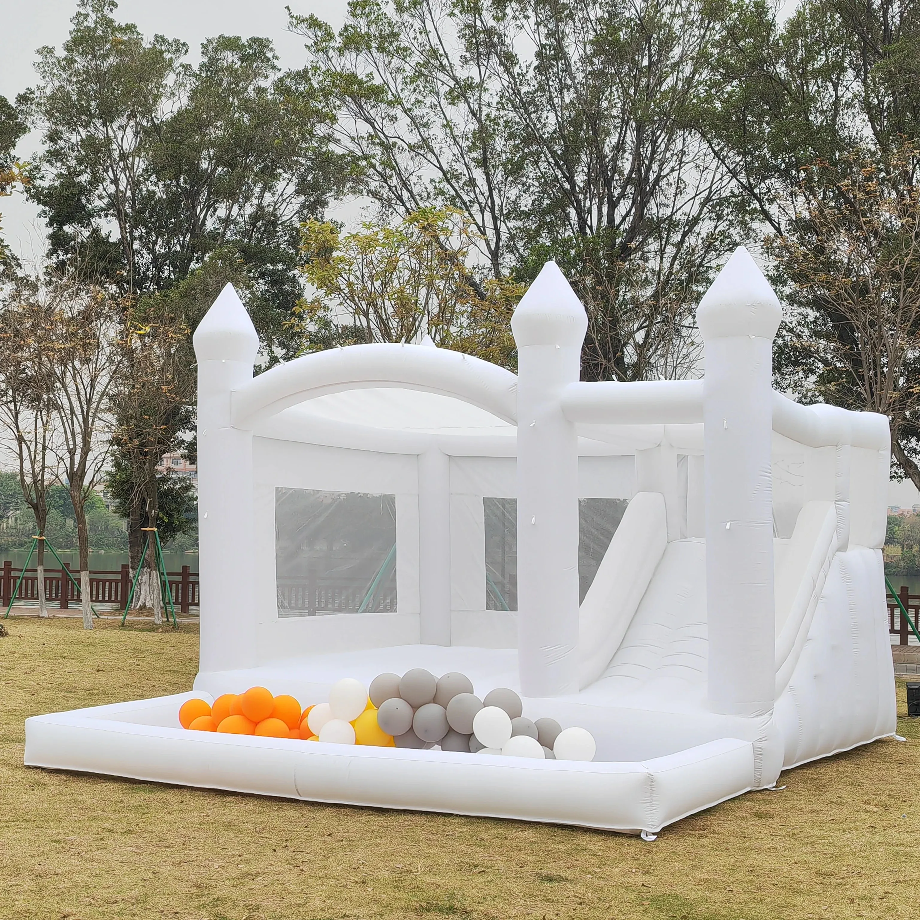 Commercial Grade PVC/Oxford Inflatable Bubble House White Bounce House with Slide for Party/Event/Wedding for sale