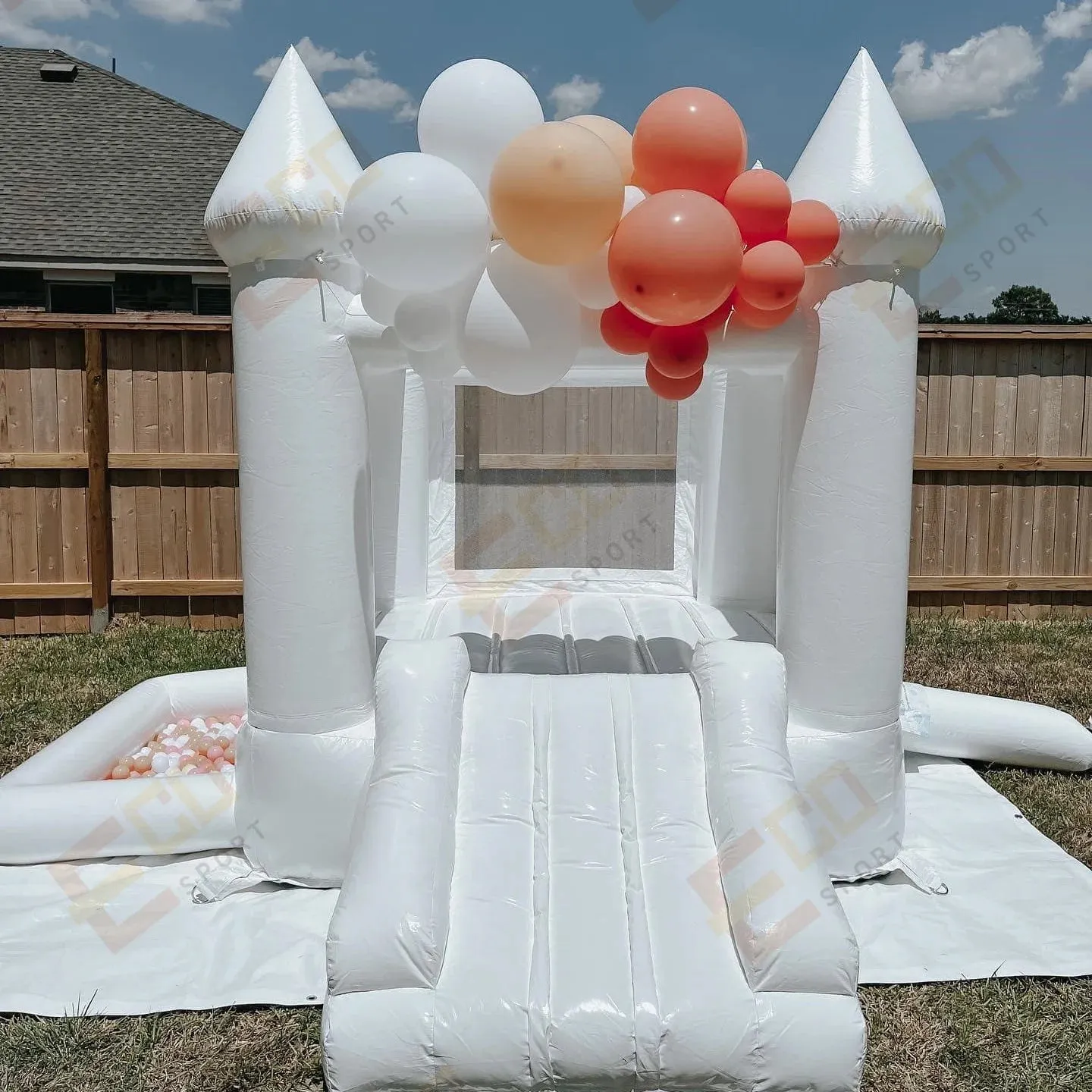 Commercial Grade PVC/Oxford Inflatable Bubble House White Bounce House with Slide for Party/Event/Wedding for sale