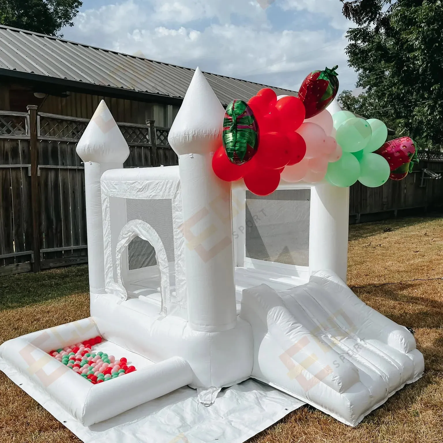 Commercial Grade PVC/Oxford Inflatable Bubble House White Bounce House with Slide for Party/Event/Wedding for sale