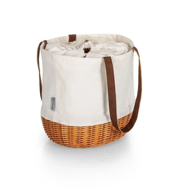 Coronado Canvas and Willow Basket Tote, (Beige Canvas)