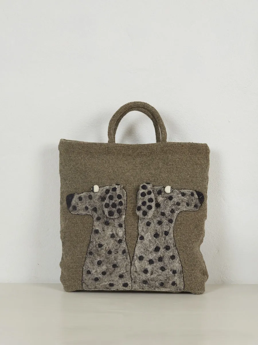 Crochet Wool Dalmatian Dog Tote