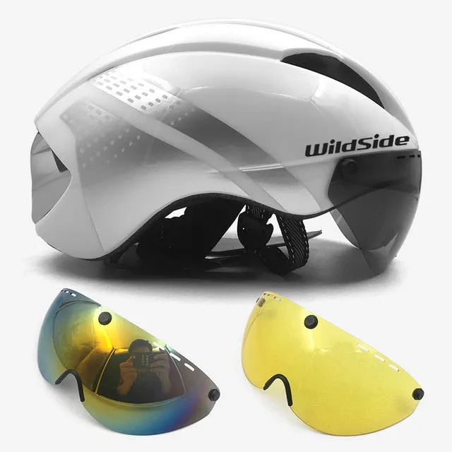 cycling helmet with goggles race road bicycle equipment