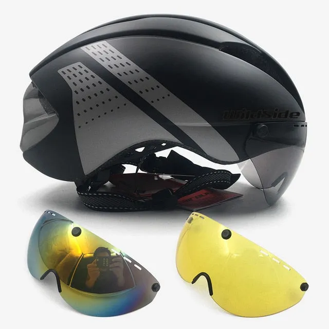 cycling helmet with goggles race road bicycle equipment