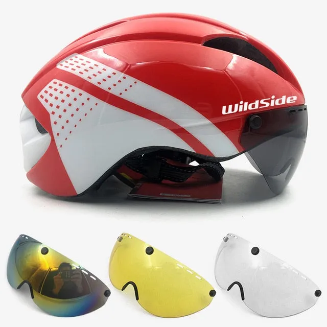 cycling helmet with goggles race road bicycle equipment