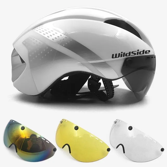 cycling helmet with goggles race road bicycle equipment