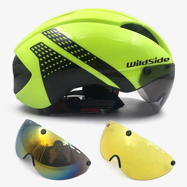 cycling helmet with goggles race road bicycle equipment