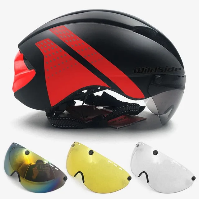 cycling helmet with goggles race road bicycle equipment