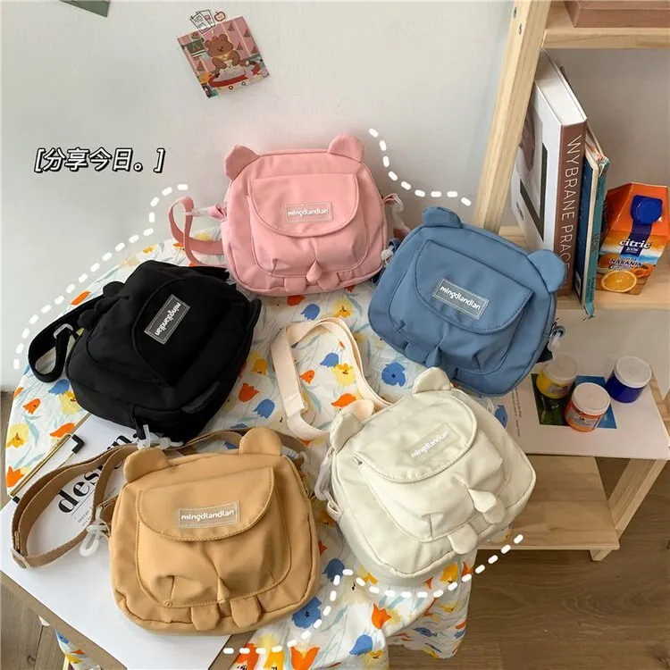 deanwangkt  Japanese Cute Bear Ears Shaped Bag Women Small Crossbody Bags Nylon Bag Student Shoulder Bag New Flap Bolsa Feminina Bag Women