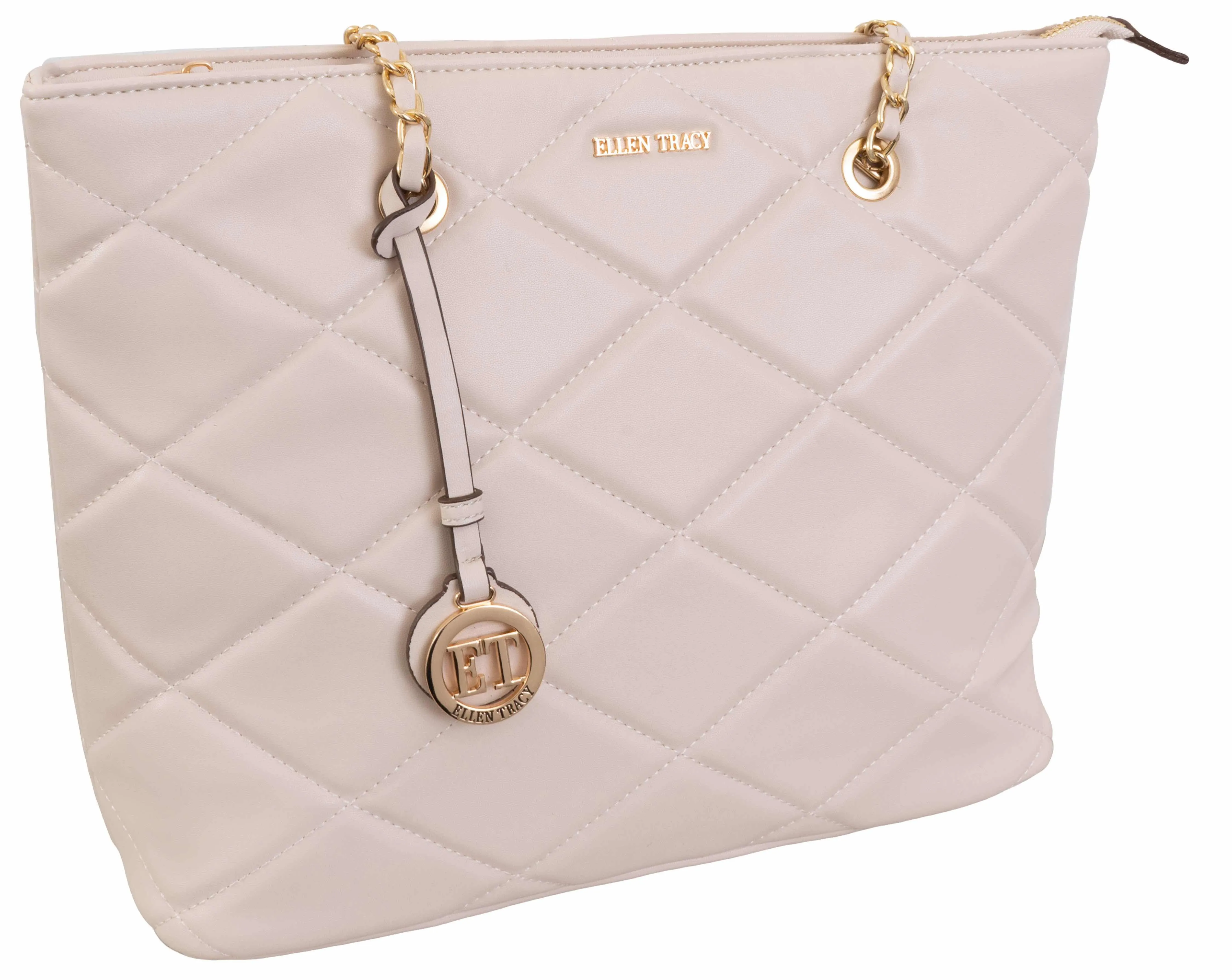 Ellen Tracy Smooth Diamond Quilted Tote ETH2179-019-IV